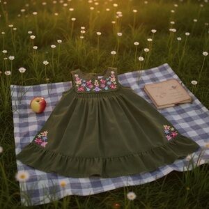 Gymboree Green Floral Kids Casual Dress